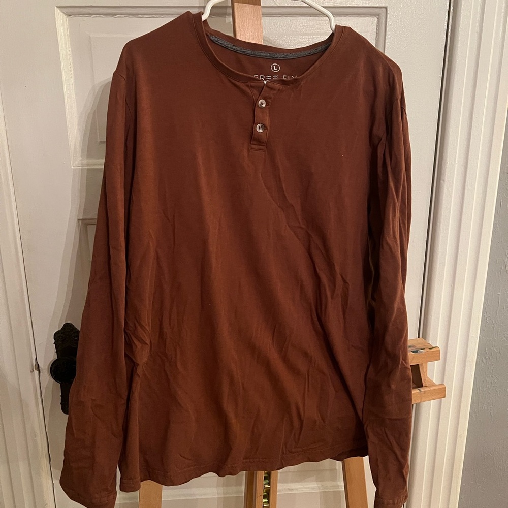 Free Fly Men's Brown Henley Shirt